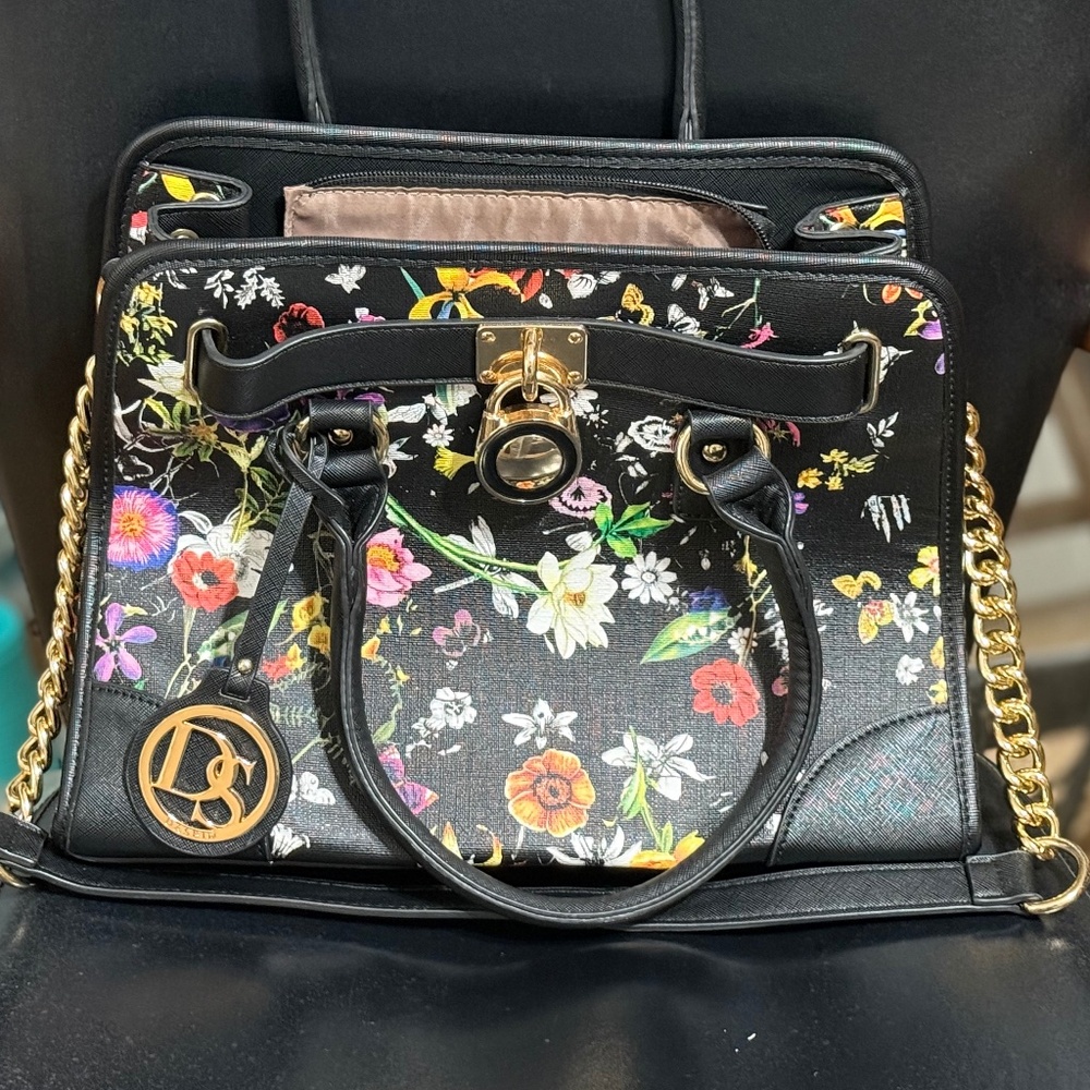 Black Dasein women's faux leather satchel handbag